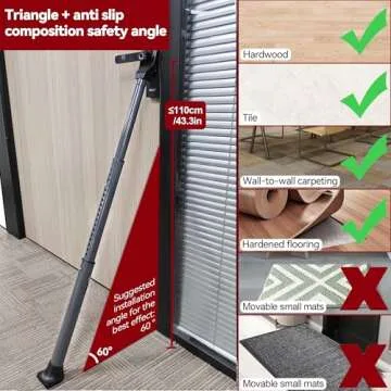 AceMining Upgraded Door Security Bar & Sliding Patio Bar, Heavy Duty Stoppers Adjustable Jammer for Home, Apartment, Travel (2 Pack,Grey)