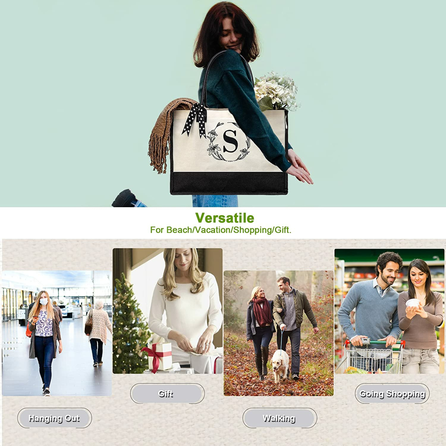 Personalized Canvas Tote Bags - Birthday Gifts for Women