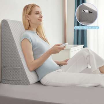 Forias Wedge Pillow for Acid Reflux Relief 12" Bed Wedge Pillow for Headboard Triangle Pillow Wedge ...