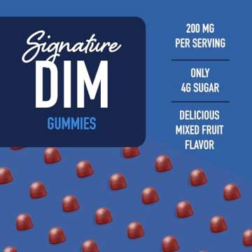 DIM Gummies | 200mg | Hormone Balance Gummies for PMS, Menopause, Hormonal Acne & More | Estrogen Balance & Detox for Women and Men | With 50mg Beet Root for Antioxidant Support | Gluten-Free | 60ct.