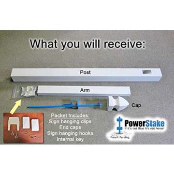 4Ever Products Vinyl PVC Real Estate Sign Post - White - 6' Tall Post White 47" Arm (Single)