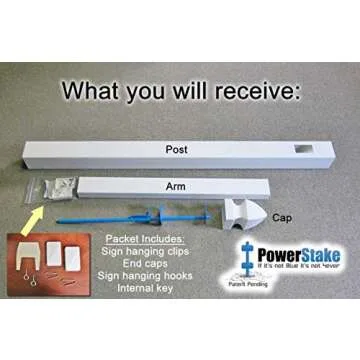 4Ever Products Vinyl PVC Real Estate Sign Post - White - 6' Tall Post White 47" Arm (Single)