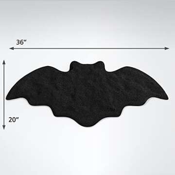 Halloween Bats Bathroom Rug Black Gothic Goth Gifts Room Decorations Spooky Witch Witchy Home Batman...