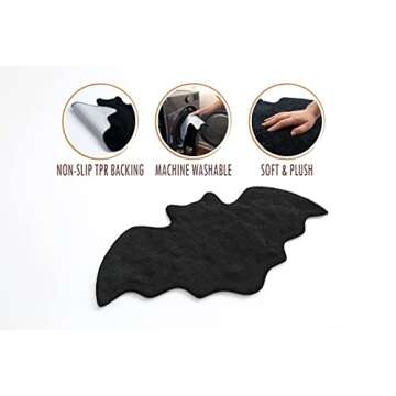 Halloween Bats Bathroom Rug Black Gothic Goth Gifts Room Decorations Spooky Witch Witchy Home Batman Cute Mats for Kitchen Bedroom Addams Family Decor