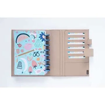 Moterm Leather Cover for Half Letter/Junior Discbound Planner, with Back Pocket (Pebbled-Taupe)