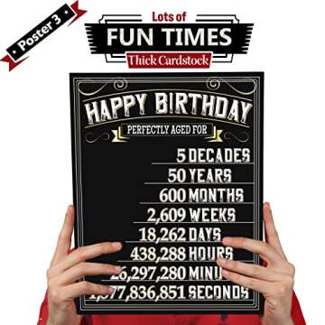 VAPARA DESIGNS 50th Birthday Decorations - 3 Pack of 11x14 Vintage Birthday Posters - 50th Birthday Decorations For Men and Women - 50 Years Ago - Back In 1973