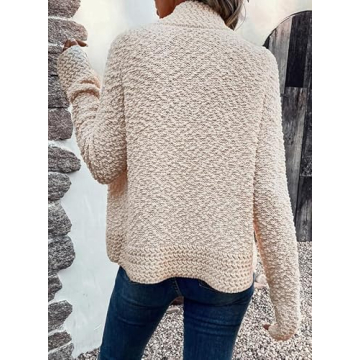 Dokotoo Apricot Cardigan Sweater for Women 2024 Fashion Loose Casual Fall Thick Long Sleeve Open Front Long Chunky Cable Knit Cardigan Sweater Winter Outerwear Coat Small