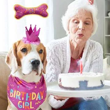IDOLPET Dog Birthday Set with Bandana, Hat & Toy