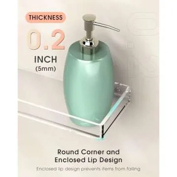 MaxGear Acrylic Clear Floating Shelves with Edge, Wall Mounted Hanging Bookshelves, Decorative Display Wall Shelves Storage Organizer for Bathroom, Bedroom, Kitchen, Easy Installation, Set of 3