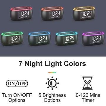 HOUSBAY Glow Alarm Clock Radio with Color Night Light