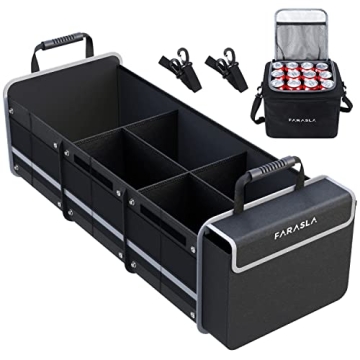 Farasla Waterproof Trunk Organizer with Insulated Cooler Bag