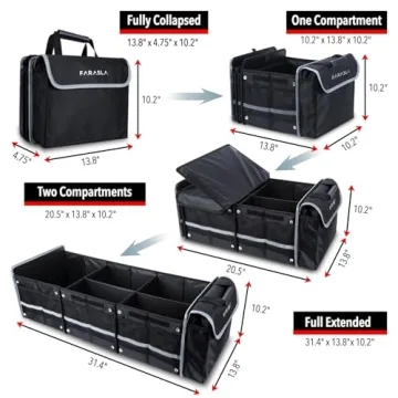 Farasla Waterproof Trunk Organizer with Insulated Cooler Bag