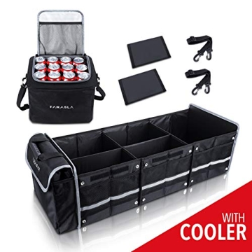Farasla Waterproof Trunk Organizer with Insulated Cooler Bag