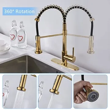Elegant Gold Kitchen Faucet with Dual Mode Sprayer