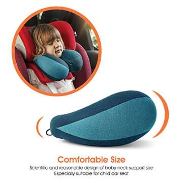 INFANZIA Chin Supporting Travel Neck Pillow, Comfortably Supports and Prevent Head from Falling Forward - Gifts for Toddler/Child/Kids, Blue
