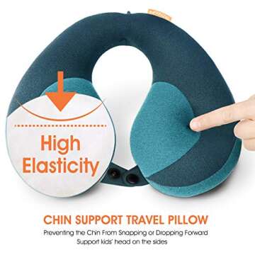 INFANZIA Chin Supporting Travel Neck Pillow, Comfortably Supports and Prevent Head from Falling Forward - Gifts for Toddler/Child/Kids, Blue