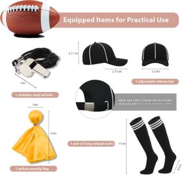 redgino 6 Pcs Women Referee Costume Set Crop Top Sexy Zipper Ref Shirt Shorts Hat Long Socks Whistle Referee Outfit for football Soccer Rugy Halloween Cosplay Party M
