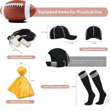 redgino 6 Pcs Women Referee Costume Set Crop Top Sexy Zipper Ref Shirt Shorts Hat Long Socks Whistle Referee Outfit for football Soccer Rugy Halloween Cosplay Party M