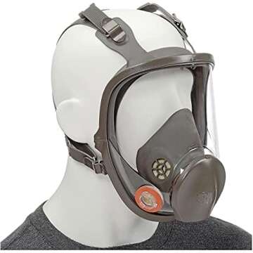 3M Safety 142-6900 Safety Reusable Full Face Mask Respirator, Dark Grey, Large