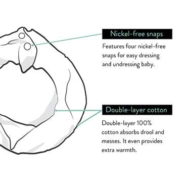 Baby Scarf Drool Bibs, Double-Layer Cotton Bibs, Perfect Addition to Baby Clothes, Adjustable Nickel-Free Snaps, Provides Style & Warmth, 3 to 24 mos, by Bazzle Baby (Night Sky & Pen Lines)