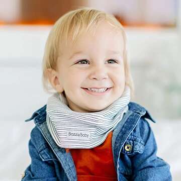 Baby Scarf Drool Bibs, Double-Layer Cotton Bibs, Perfect Addition to Baby Clothes, Adjustable Nickel-Free Snaps, Provides Style & Warmth, 3 to 24 mos, by Bazzle Baby (Night Sky & Pen Lines)