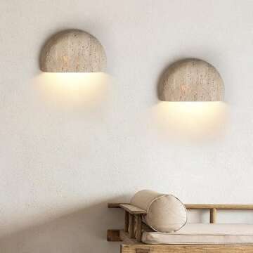 LINGCMP Nordic Modern Marble Wall Sconce Half Moon Semi Circle Shade Hallway Wall Light Vintage Natu...