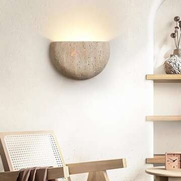 LINGCMP Nordic Modern Marble Wall Sconce Half Moon Semi Circle Shade Hallway Wall Light Vintage Natural Stone Wall Lighting Fixture Bedside Wall Lamp For Bedroom Foyer Kitchen Entryway Porch Farmhouse