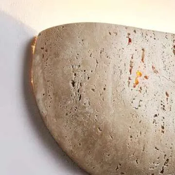 LINGCMP Nordic Modern Marble Wall Sconce Half Moon Semi Circle Shade Hallway Wall Light Vintage Natural Stone Wall Lighting Fixture Bedside Wall Lamp For Bedroom Foyer Kitchen Entryway Porch Farmhouse