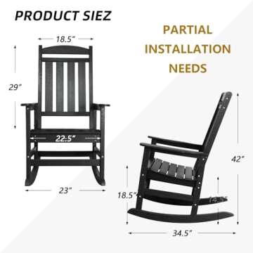 TenKa HDPE Oversized Rocking Chair Set for Adults