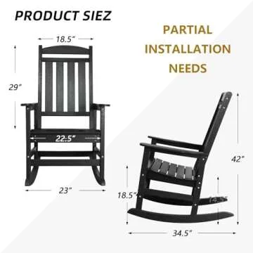 TenKa HDPE Oversized Rocking Chair Set for Adults