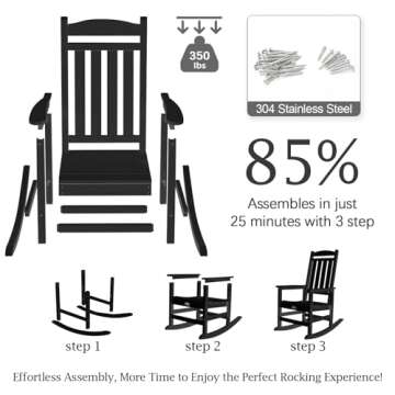 TenKa HDPE Oversized Rocking Chair Set for Adults