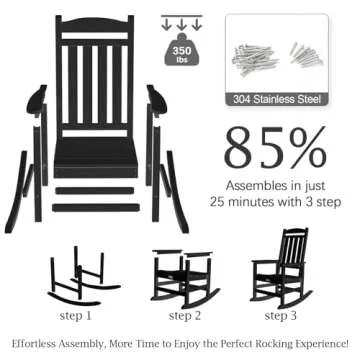 TenKa HDPE Oversized Rocking Chair Set for Adults