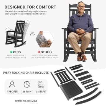 TenKa HDPE Oversized Rocking Chair Set for Adults