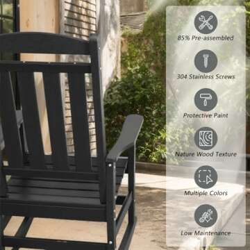 TenKa HDPE Oversized Rocking Chair Set for Adults