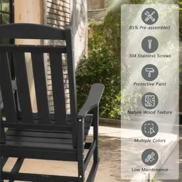 TenKa HDPE Oversized Rocking Chair Set for Adults