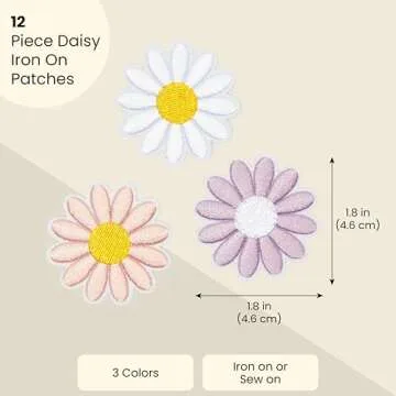Bright Creations Flower Iron On Patches for Backpacks - Cute Daisy Patches in 3 Colors