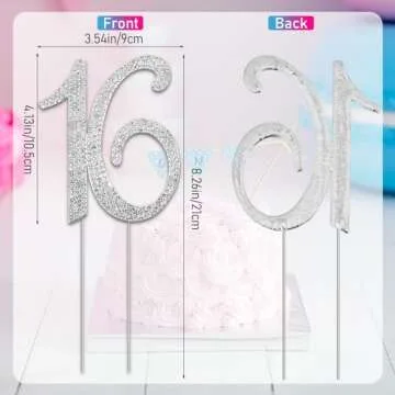 16 Cake Topper - Crystal Rhinestones for Birthday Decoration