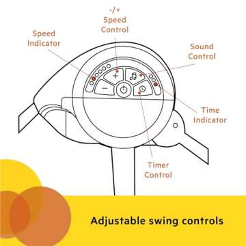 Bright Starts Portable Automatic 6-Speed Baby Swing with Adaptable Speed, Taggies, Music, Removable-Toy-Bar, 0-9 Months 6-20 lbs (Whimsical Wild)