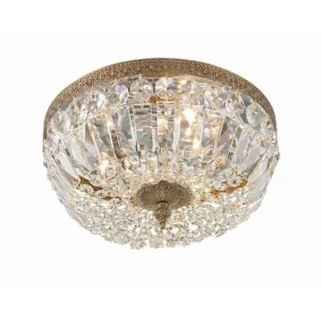 Crystorama 3 Light Clear Italian Crystal Olde Brass Flush Mount