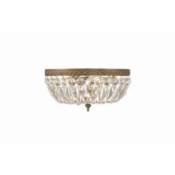 Crystorama 3 Light Clear Italian Crystal Olde Brass Flush Mount