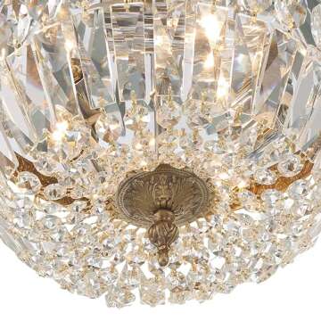 Crystorama 3 Light Clear Italian Crystal Olde Brass Flush Mount