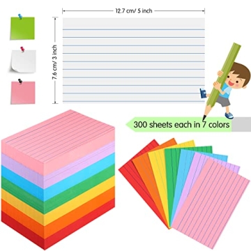 Fainne 2100 Pcs Ruled Colorful Index Cards for Note Taking
