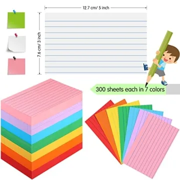 Fainne 2100 Pcs Ruled Colorful Index Cards for Note Taking