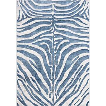 Abani Nova Collection Modern Blue & Grey Zebra Print 7'9" Xx 10'2" Area Rug Rugs Contemporary Style ...