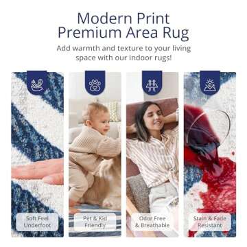 Abani Nova Collection Modern Blue & Grey Zebra Print 7'9" Xx 10'2" Area Rug Rugs Contemporary Style Animal Pattern Rug