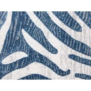 Abani Nova Collection Modern Blue & Grey Zebra Print 7'9" Xx 10'2" Area Rug Rugs Contemporary Style Animal Pattern Rug