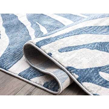 Abani Nova Collection Modern Blue & Grey Zebra Print 7'9" Xx 10'2" Area Rug Rugs Contemporary Style Animal Pattern Rug