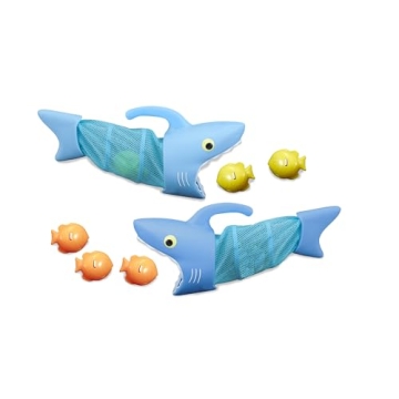 Melissa & Doug Sunny Patch Spark Shark Fish Hunt Game with 2 Nets and 6 Fish for Pool Fun