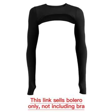 YEOREO Women Crop Top Long Sleeve Bolero Open Front Workout Cropped Shirts Sports Shrug Without Bra Black XL