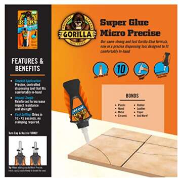 Gorilla Micro Precise Super Glue for Strong Repairs